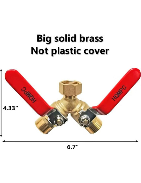 Divisor de Manguera Y HQMPC de Latón 2 Vías a Prueba de Fugas