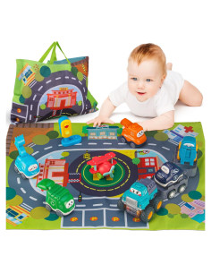 Juguetes de Camión Grande ALASOU con Alfombrilla y 6 Coches