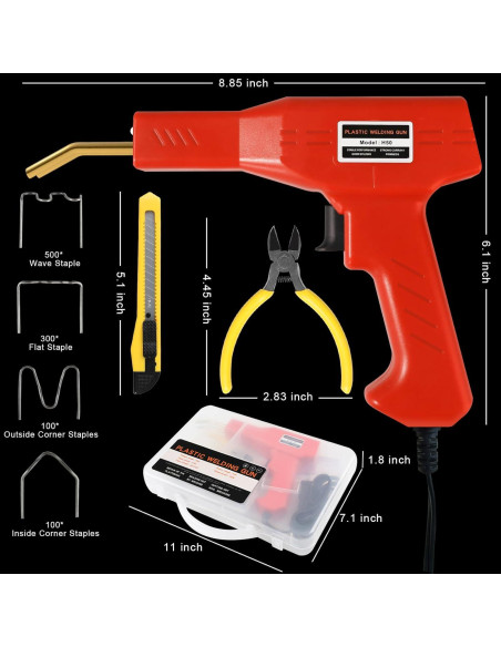 Soldador de Plástico ATOLS HS con 1000 Grapas y Accesorios