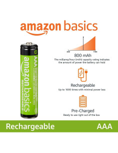 Baterías recargables AAA Amazon Basics 12 piezas 800 mAh 2