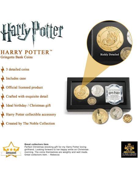 Monedas del Banco Gringotts The Noble Collection 3 piezas