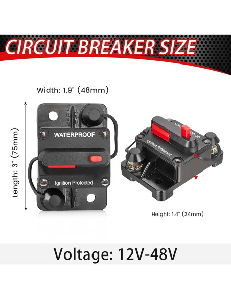 Disyuntor RED WOLF 60A para Barco y ATV DC 12V-48V