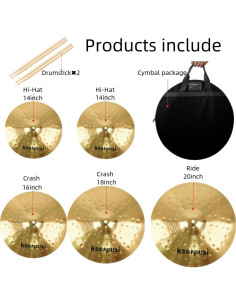 Set de Platillos para Batería 5 Piezas Keerpusi Dorado 2