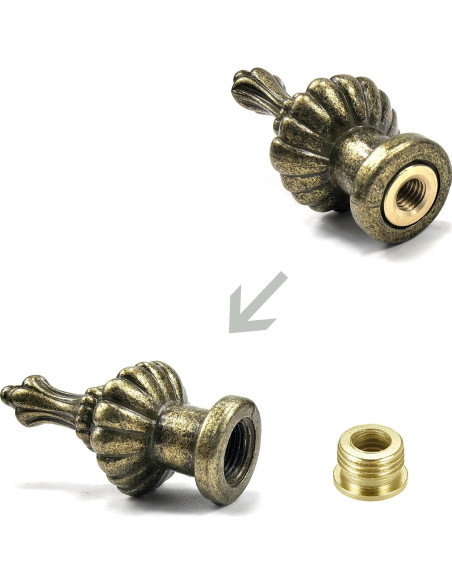 Tapa de Finial de Lámpara ECUDIS Bronce Antiguo Paquete 2