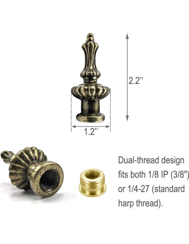 Tapa de Finial de Lámpara ECUDIS Bronce Antiguo Paquete 2