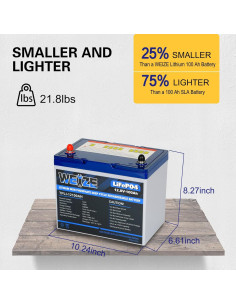 Batería de Litio WEIZE 12V 100Ah Mini Ligera BMS 100A 2