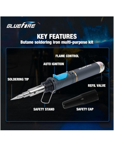 Kit de Soldador a Gas BlueFire MRT-1117K Portátil Multiusos
