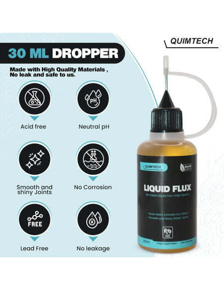 Gotero Fluxo de Soldadura Líquido Quimtech 30 ml RMA