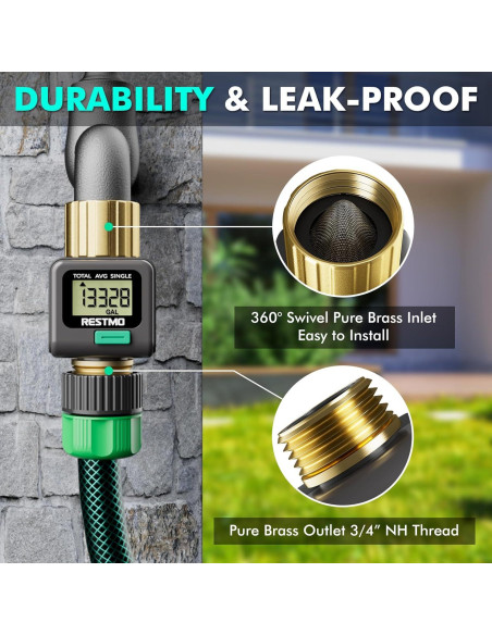 Medidor de Flujo de Agua Restmo con Pantalla LCD y Latón