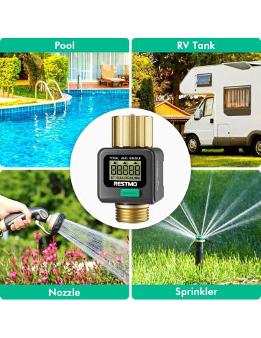 Medidor de Flujo de Agua Restmo con Pantalla LCD y Latón