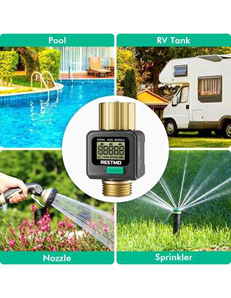 Medidor de Flujo de Agua Restmo con Pantalla LCD y Latón