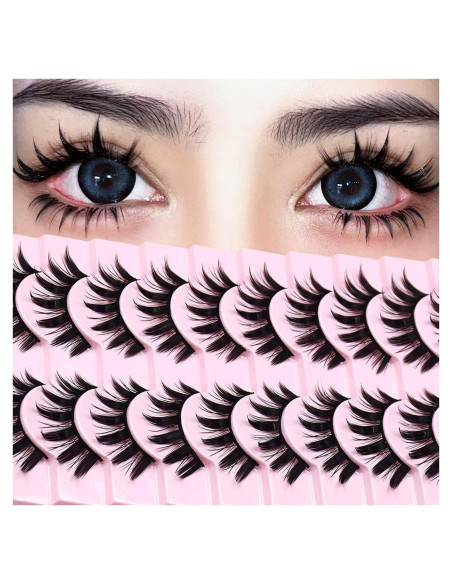 10 Pares de Pestañas Anime Cosplay 16mm AUGENLI A3