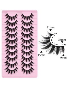 10 Pares de Pestañas Anime Cosplay 16mm AUGENLI A3 2