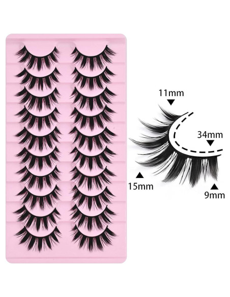 10 Pares de Pestañas Anime Cosplay 16mm AUGENLI A3