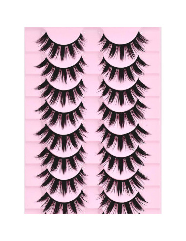 10 Pares de Pestañas Anime Cosplay 16mm AUGENLI A3