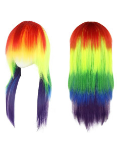 Peluca Sintética Aqltidiz Arcoíris 21.84x15.75cm para Cosplay