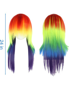Peluca Sintética Aqltidiz Arcoíris 21.84x15.75cm para Cosplay 2