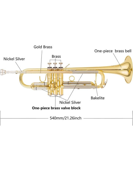 Trompeta Bb AUROSUS SB710 latón dorado 1,16 cm profesional
