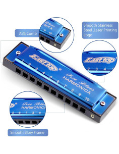 Armónica Diatónica East Top Clave de C 10 Agujeros Azul 2