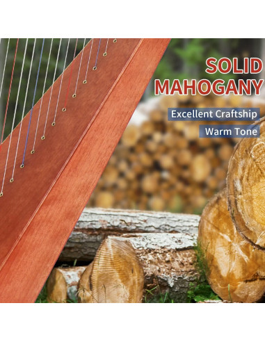 Arpa Lira Lotkey 19 Cuerdas Caoba Sólida 74 cm