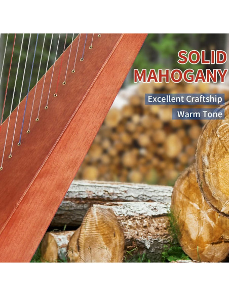 Arpa Lira Lotkey 19 Cuerdas Caoba Sólida 74 cm