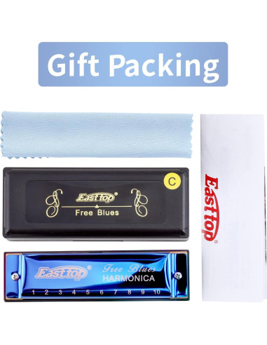 Armónica Diatónica East Top Clave de C 10 Agujeros Azul