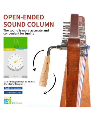 Arpa Lira Lotkey 19 Cuerdas Caoba Sólida 74 cm