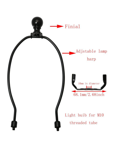 Soporte de Arpa de Lámpara DGBRSM 25 cm Negro con Remate