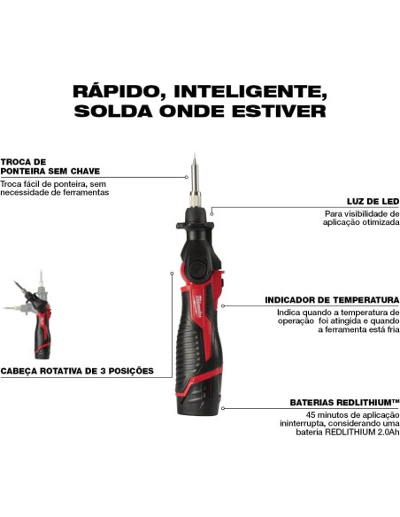 Soldador M12 Milwaukee 220V 90W Cabeza Cincel Portátil