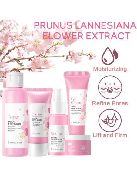 Juego de Cuidado de la Piel Sakura - 5 Piezas Hidratantes