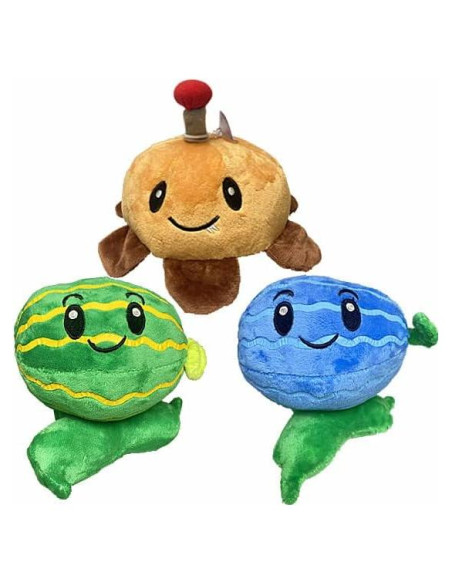 3 Muñecos de Felpa Plants vs Zombies - Patata, Sandía Verde y Helada