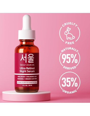 Suero Nocturno Retinol 1% SeoulCeuticals 97.5% Mucina