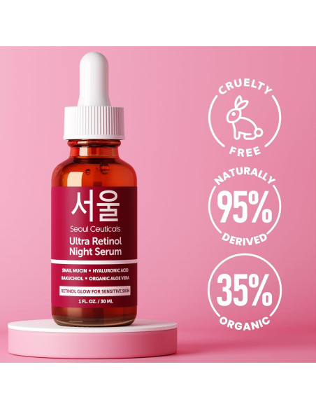 Suero Nocturno Retinol 1% SeoulCeuticals 97.5% Mucina
