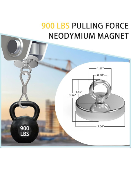 Imán de pesca Magnetpro 8.99 cm 408 kg tracción resistente