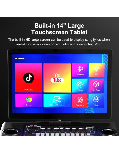 Máquina de Karaoke Inteligente A116 con Pantalla 14" y 2 Micrófonos
