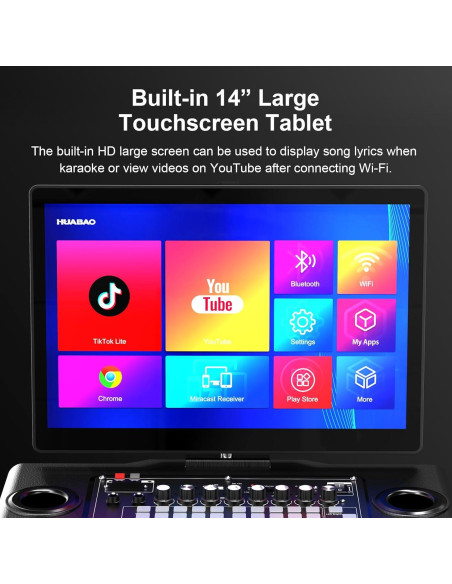 Máquina de Karaoke Inteligente A116 con Pantalla 14" y 2 Micrófonos