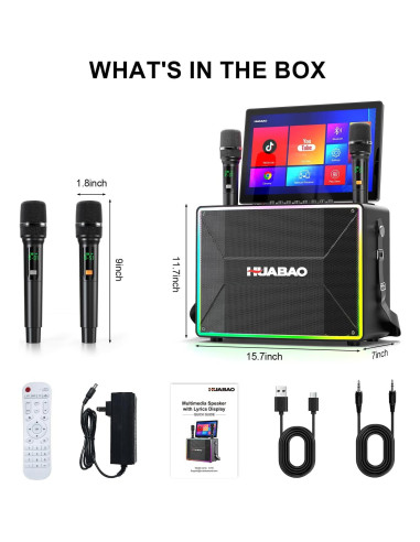 Máquina de Karaoke Inteligente A116 con Pantalla 14" y 2 Micrófonos