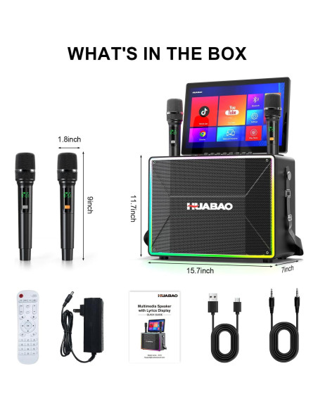 Máquina de Karaoke Inteligente A116 con Pantalla 14" y 2 Micrófonos