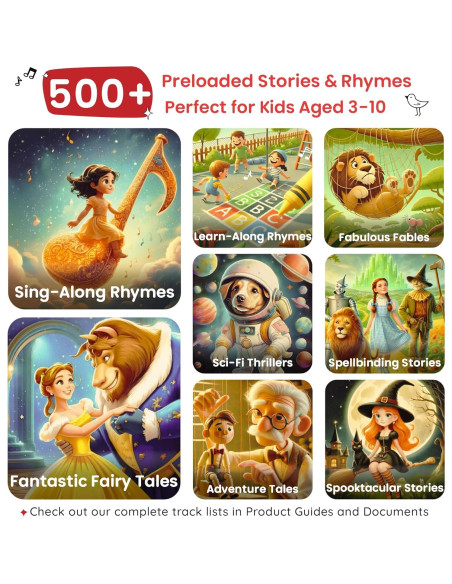 WonderBuddy Reproductor de Audio Infantil Rosa 500+ Cuentos