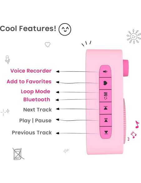 WonderBuddy Reproductor de Audio Infantil Rosa 500+ Cuentos