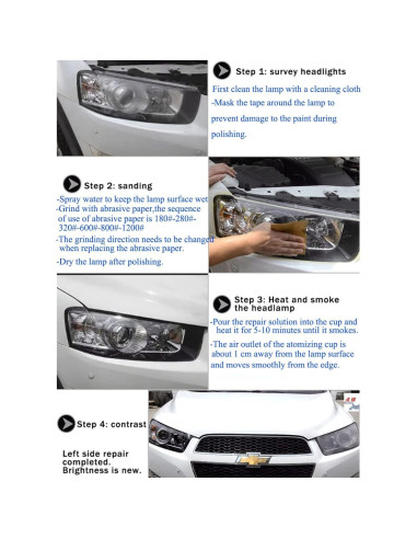 Kit de Pulido de Faros Ghguole CSF32 con 100 ml Restaurador