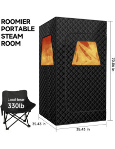 Sauna Portátil Real Relax 3x3m con Vaporera 1500W y Silla 2