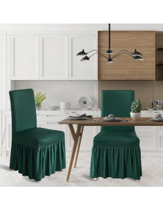 Funda de Silla Molasofa 2 Piezas Verde Oscuro Elástica 2