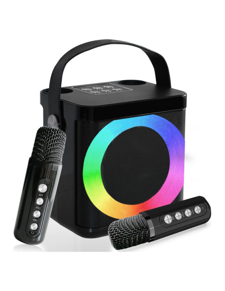 Mini Máquina de Karaoke MUMUWIND MMF-307B con 2 Micrófonos