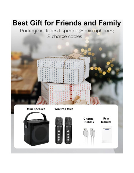 Mini Máquina de Karaoke MUMUWIND MMF-307B con 2 Micrófonos