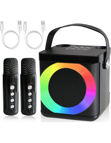 Mini Máquina de Karaoke MUMUWIND MMF-307B con 2 Micrófonos