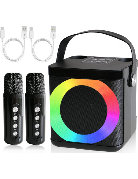 Mini Máquina de Karaoke MUMUWIND MMF-307B con 2 Micrófonos