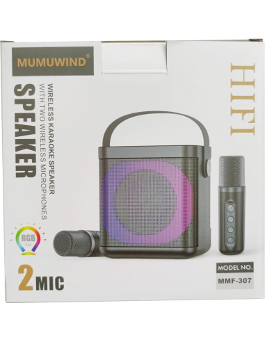 Mini Máquina de Karaoke MUMUWIND MMF-307B con 2 Micrófonos