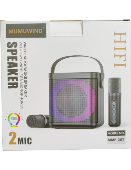 Mini Máquina de Karaoke MUMUWIND MMF-307B con 2 Micrófonos