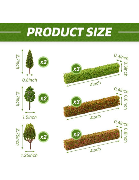 9 Piezas Tiras de Arbustos y Árboles Miniatura HOKPA